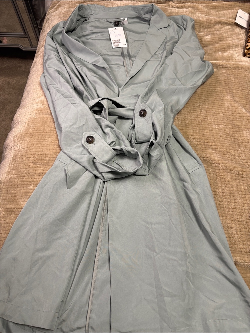 H&M Sage Green Midi Trench Coat